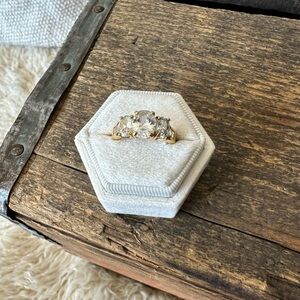 Vintage costume ring, size 6.5, faux gold and diamond wedding ring